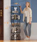 Rotating Bookshelf Tower 62 Inches Black Space Saving