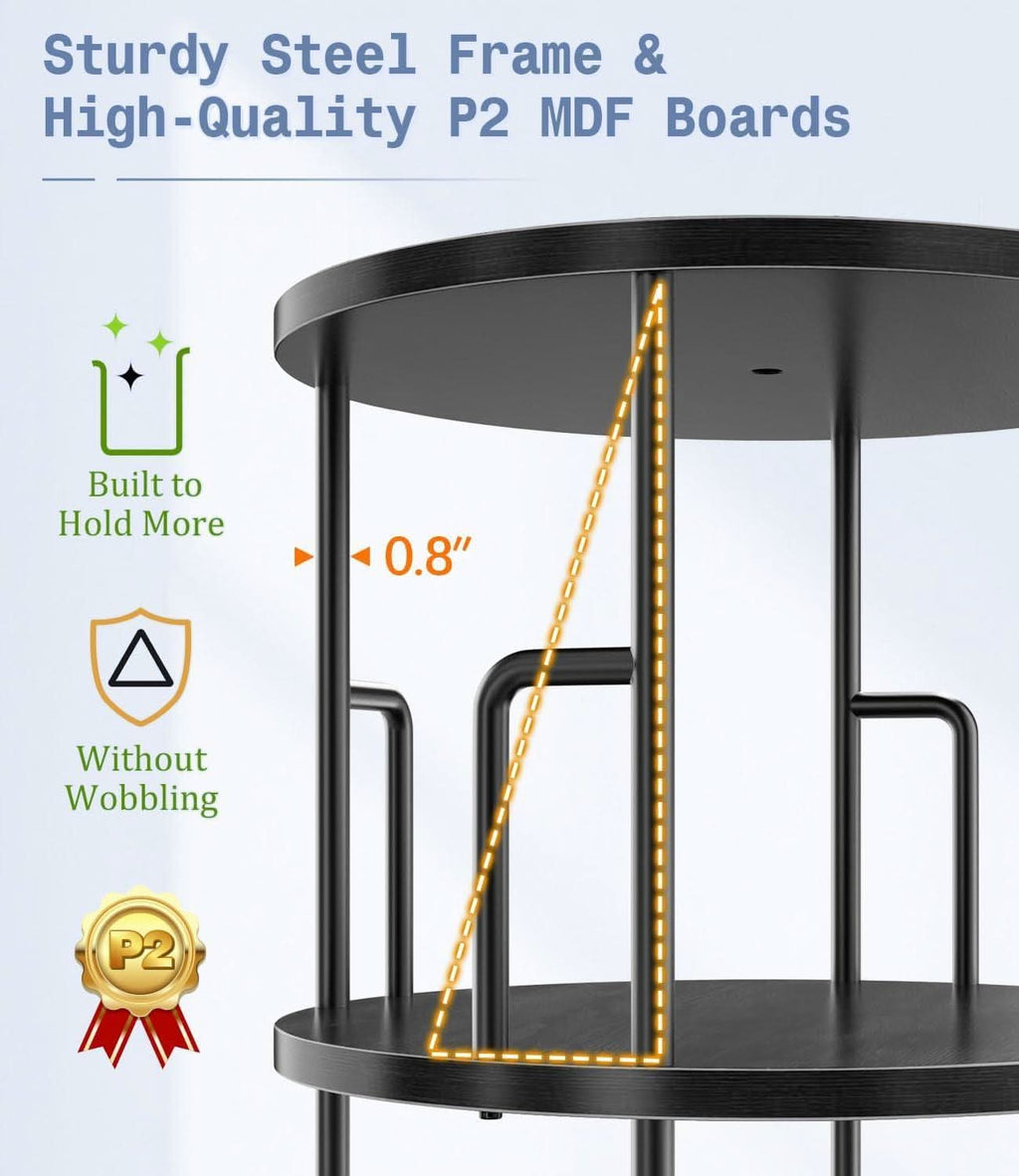 Rotating Bookshelf Tower 62 Inches Black Space Saving