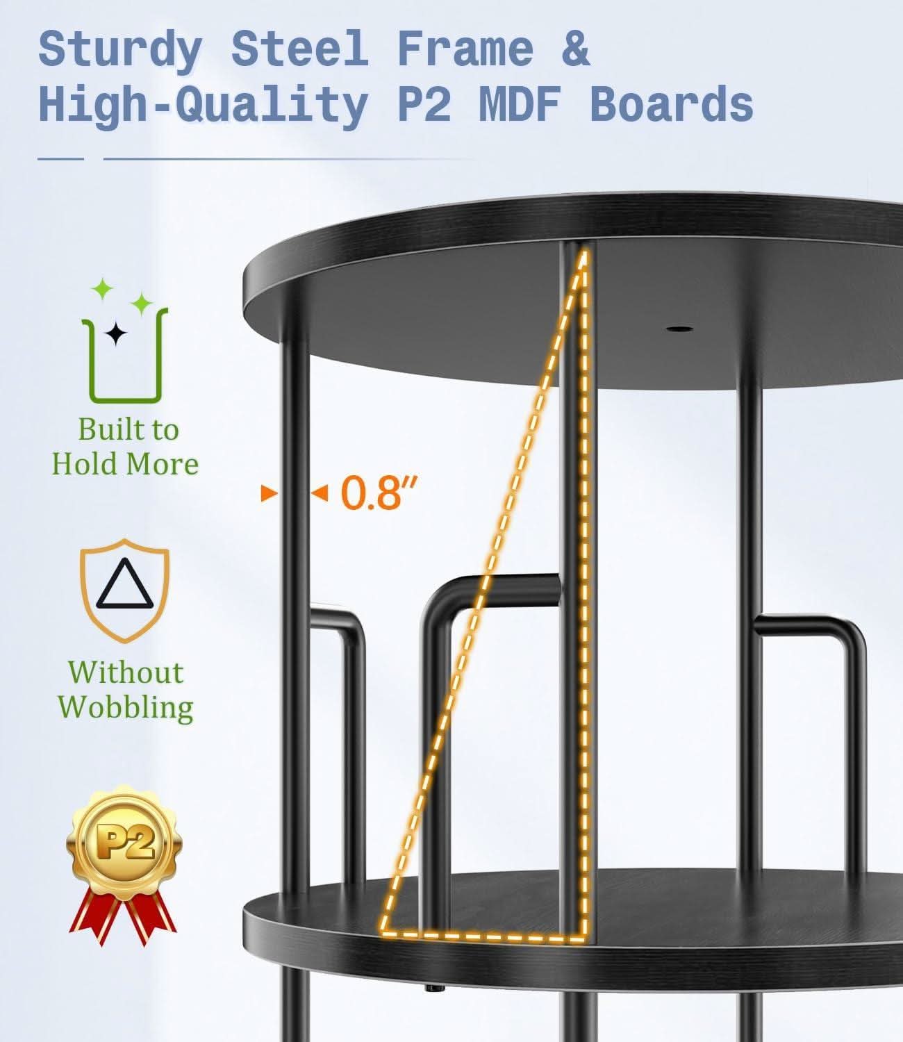 Rotating Bookshelf Tower 62 Inches Black Space Saving