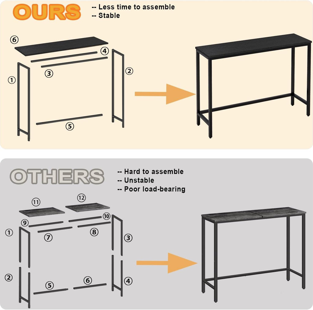 39Inch Console Table Open Shelf SlimProfile Space Saving